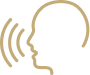 Icon of a speech bubble with sound waves, representing speech pathology or communication services.