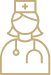 A gold-colored, stylized outline of a person receiving dialysis treatment, with a kidney shape and medical equipment, set against a plain background.